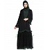 Double layer abaya with frills-  Black-Green Double layer abaya with frills-  Black-Green