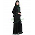 Double layer abaya with frills-  Black-Green Double layer abaya with frills-  Black-Green
