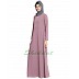Designer abaya with a zipper on yoke- Puce Pink