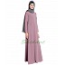 Designer abaya with a zipper on yoke- Puce Pink
