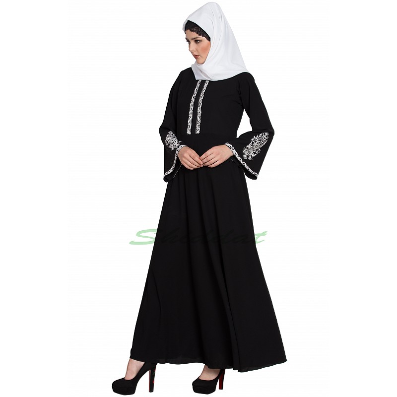 black embroidered abaya