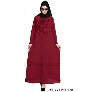 Modest abaya with attached Shawl- Maroon