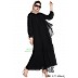 Abaya with attached georgette layer- Black Abaya with attached georgette layer- Black