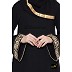 Simple Black Abaya with Golden Lace Simple Black Abaya with Golden Lace