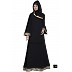 Simple Black Abaya with Golden Lace Simple Black Abaya with Golden Lace