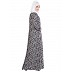 Front open Abaya- Islamic dress with Black with White print Front open Abaya- Islamic dress with Black with White print