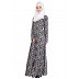 Front open Abaya- Islamic dress with Black with White print Front open Abaya- Islamic dress with Black with White print