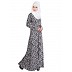 Front open Abaya- Islamic dress with Black with White print Front open Abaya- Islamic dress with Black with White print