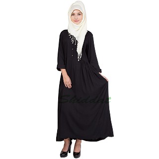Frock style abaya with Short Sleeves  -Black color