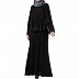 Designer Cape Abaya with lace work- Black Designer Cape Abaya with lace work- Black
