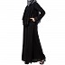 Designer Cape Abaya with lace work- Black Designer Cape Abaya with lace work- Black