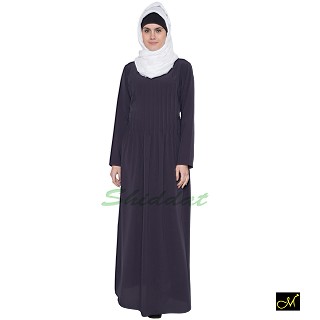 Pin-tuck abaya in dark Grey color