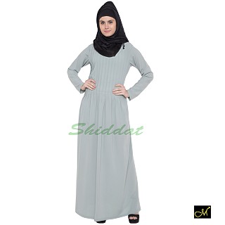 Pin-tuck abaya in Sea Green color