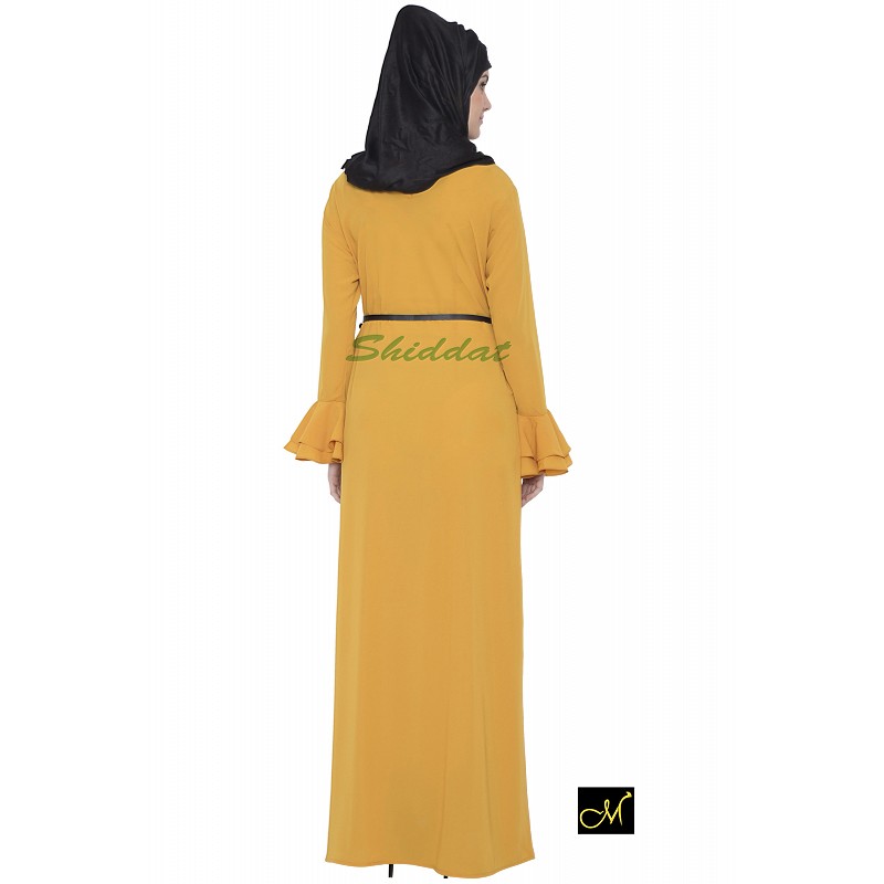 Abaya online - Buy Mustard color abaya in koshibo fabric 