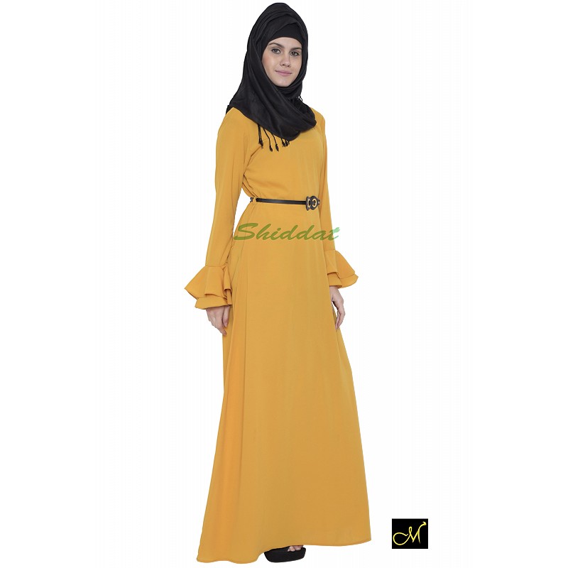 Abaya online - Buy Mustard color abaya in koshibo fabric 