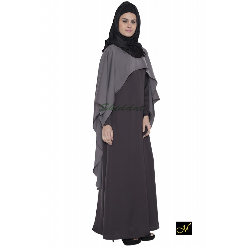 Cape Abaya Dress Online In India Dark Grey On Dark Brown Gawon cape-abaya-dress-online-in-india-dark-grey-on-dark-brown-gawon
