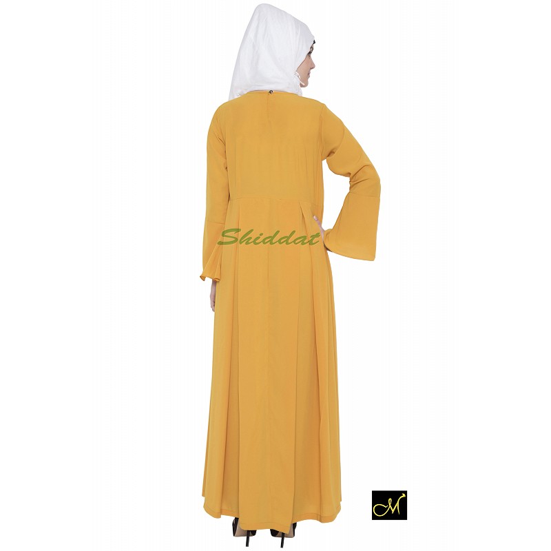 Abaya online Mustard color maxi dress in koshibo fabric at