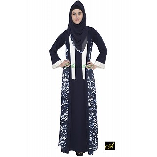 Shrug style Abaya- Blue Print