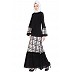 Designer Abaya with striped print - Black-White