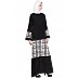 Designer Abaya with striped print - Black-White