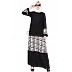 Designer Abaya with striped print - Black-White