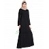 Flared abaya with frills on sleeves- Black Flared abaya with frills on sleeves- Black