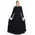 Frilled abaya dress with pintucks- Black Frilled abaya dress with pintucks- Black