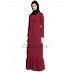 Frilled abaya dress with pintucks- Maroon Frilled abaya dress with pintucks- Maroon