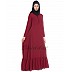 Frilled abaya dress with pintucks- Maroon Frilled abaya dress with pintucks- Maroon