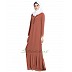 Frilled abaya dress with pintucks- Rust