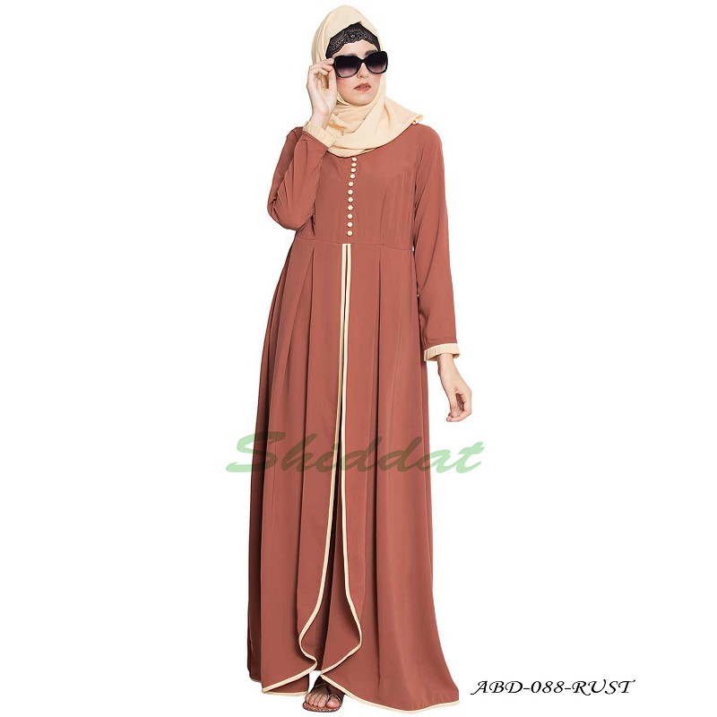 Abaya online- Buy layered abaya made from Nida Matt fabric.