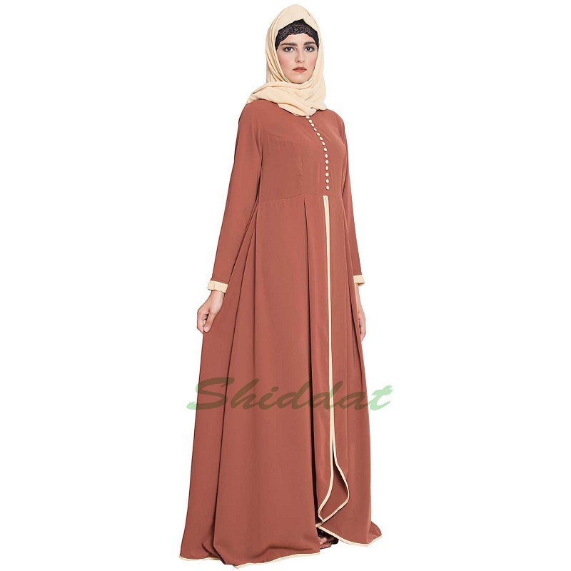 Abaya online- Buy layered abaya made from Nida Matt fabric.