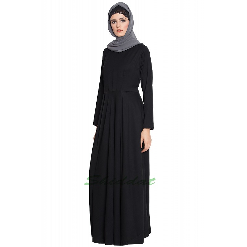Black colored simple umbrella abaya online in India