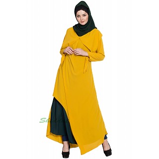 Elegant dress abaya with contrast layer