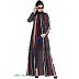 Multi-colored Striped front open abaya  Multi-colored Striped front open abaya