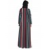 Multi-colored Striped front open abaya  Multi-colored Striped front open abaya