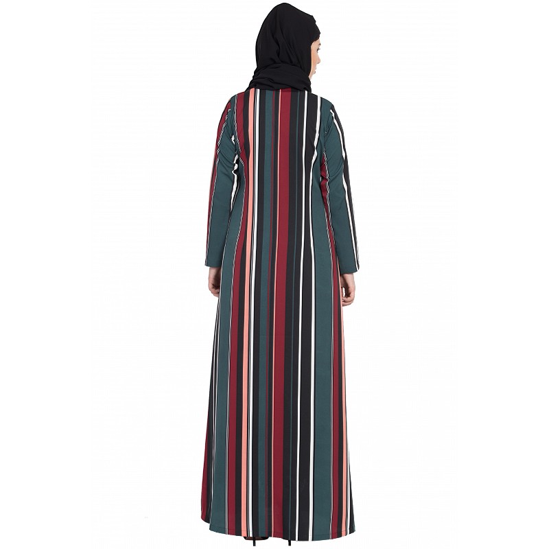 Abaya online- Buy striped front open abaya at www.shiddat.com