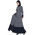Front open casual abaya- Grey-Blue