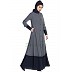 Front open casual abaya- Grey-Blue
