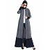Front open casual abaya- Grey-Blue