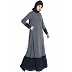 Dual color casual abaya- Grey-Blue