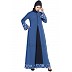 Casual abaya with floral borders- True Blue Casual abaya with floral borders- True Blue