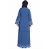 Casual abaya with floral borders- True Blue Casual abaya with floral borders- True Blue