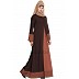 Casual abaya with printed borders- Brown-Rust Casual abaya with printed borders- Brown-Rust