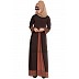Casual abaya with printed borders- Brown-Rust Casual abaya with printed borders- Brown-Rust