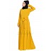 Pleated dress abaya with belt- Mustard color Pleated dress abaya with belt- Mustard color