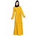 Pleated dress abaya with belt- Mustard color Pleated dress abaya with belt- Mustard color
