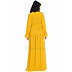 Pleated dress abaya with belt- Mustard color Pleated dress abaya with belt- Mustard color