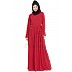 Casual pleated Dress abaya- Red Casual pleated Dress abaya- Red