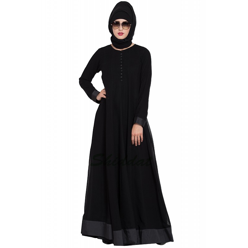 Party wear abaya- Designer dual layered abaya at www.shiddat.com